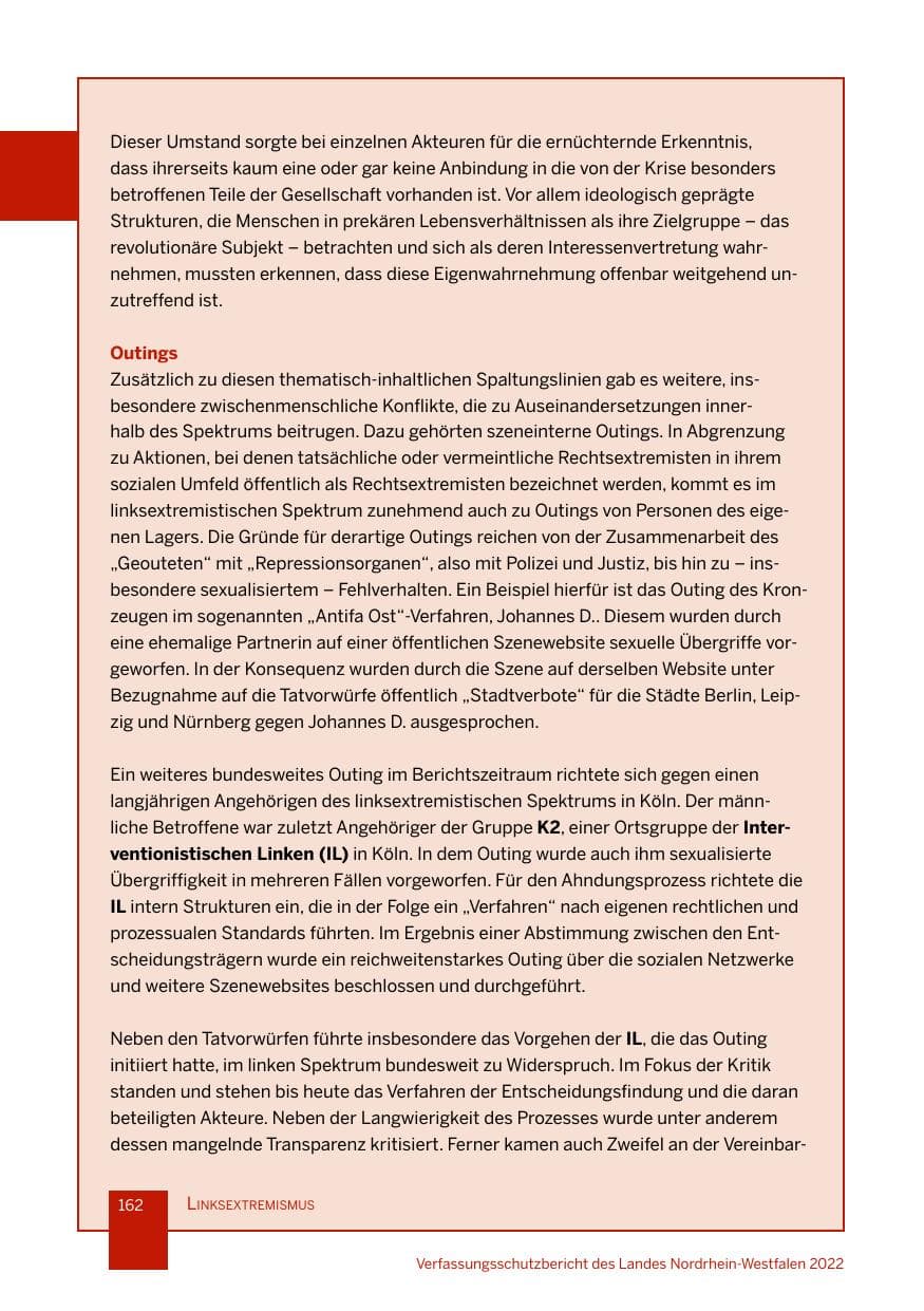 Seite 162 des Verfassungsschutzbericht 2022 Nordrhein-Westfalen