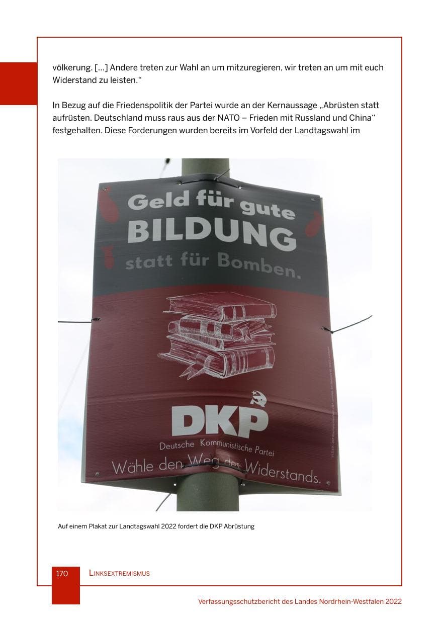 Seite 170 des Verfassungsschutzbericht 2022 Nordrhein-Westfalen