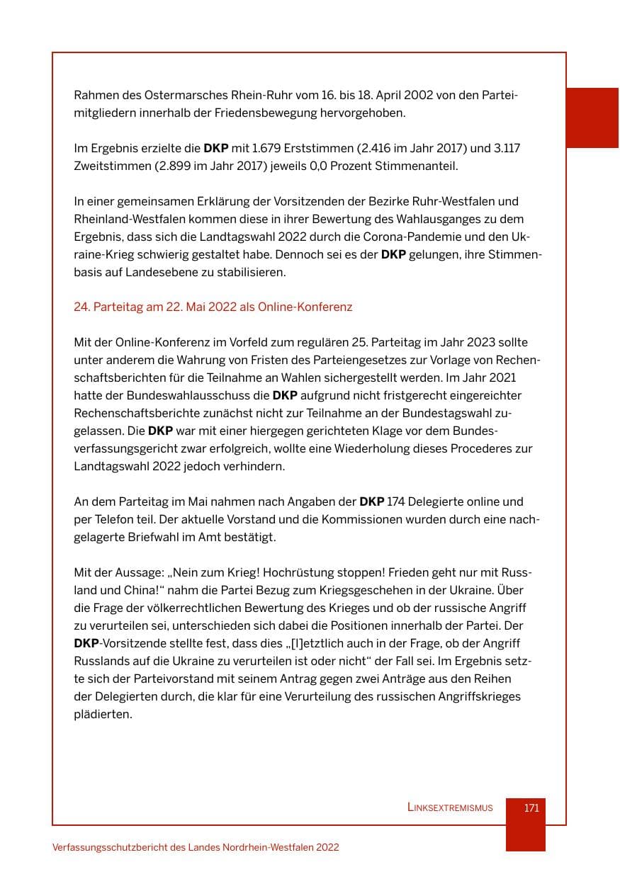 Seite 171 des Verfassungsschutzbericht 2022 Nordrhein-Westfalen