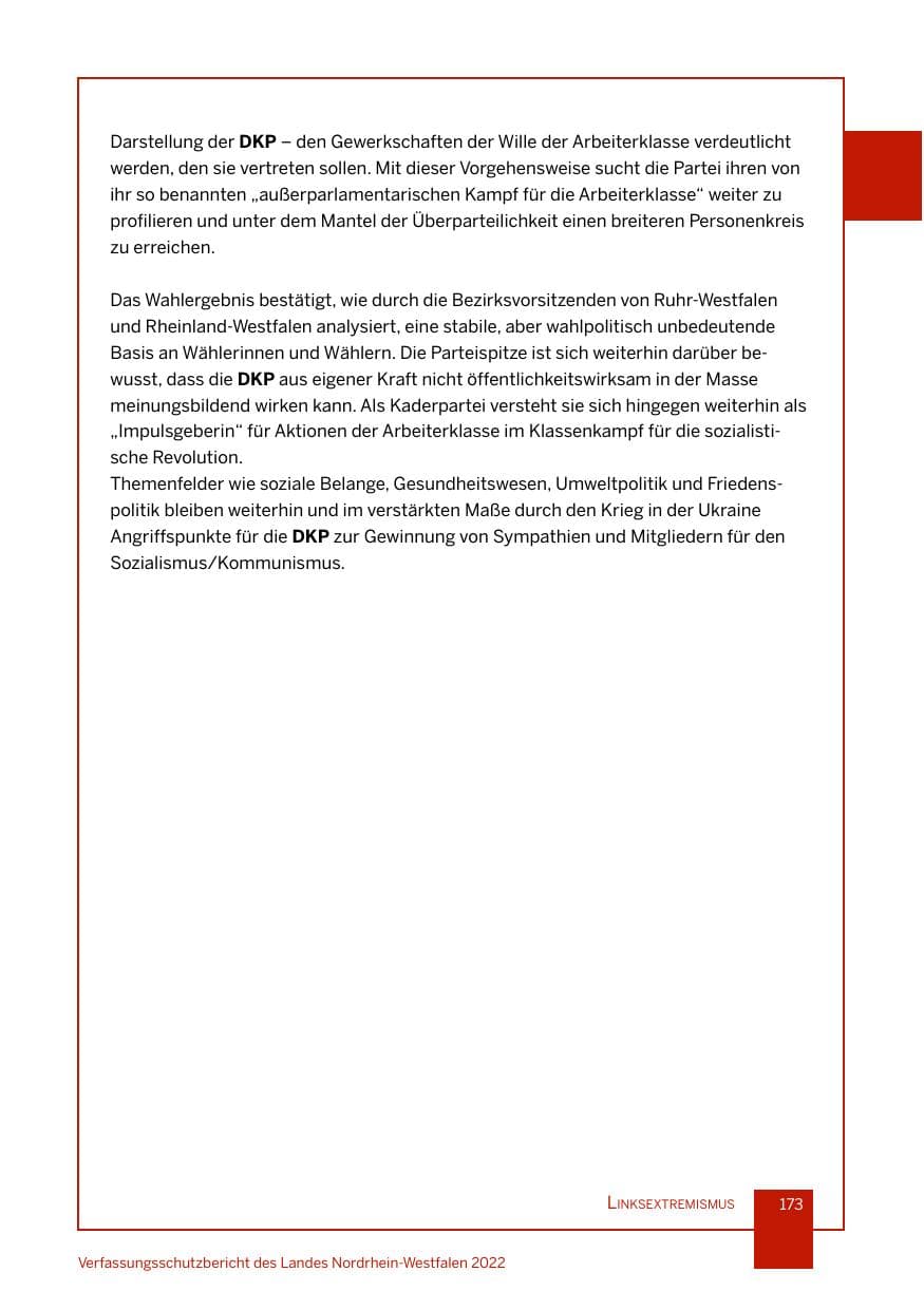 Seite 173 des Verfassungsschutzbericht 2022 Nordrhein-Westfalen