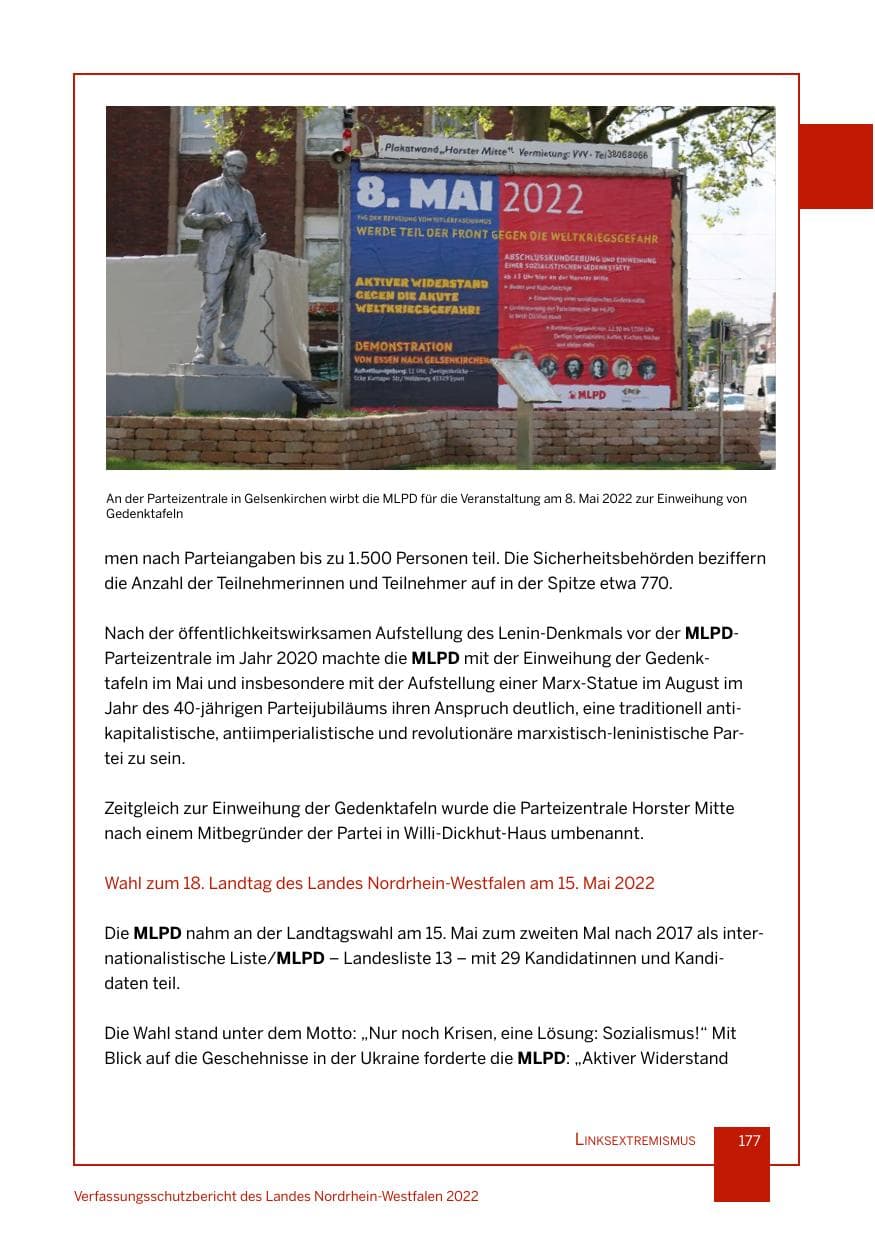 Seite 177 des Verfassungsschutzbericht 2022 Nordrhein-Westfalen