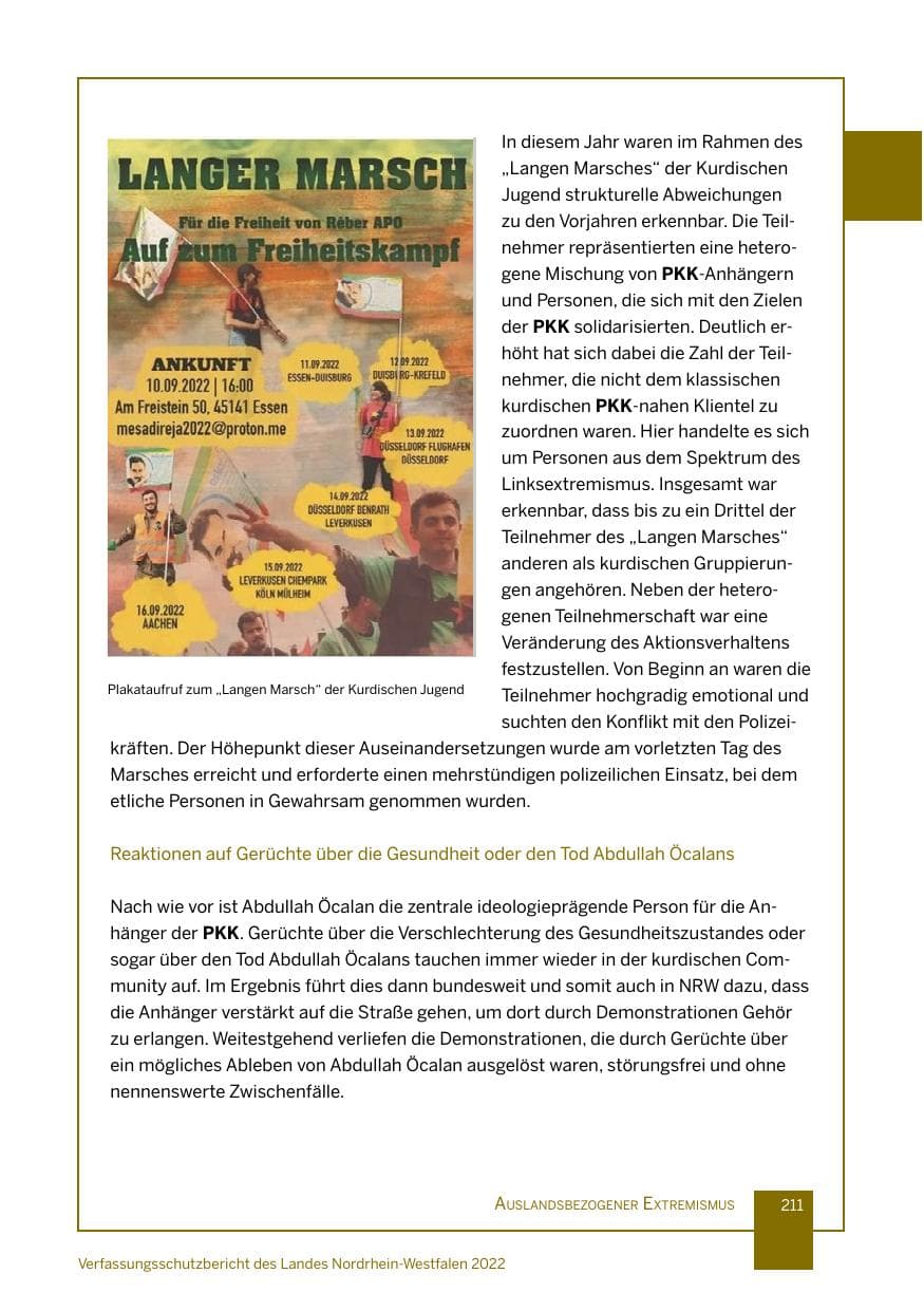 Seite 211 des Verfassungsschutzbericht 2022 Nordrhein-Westfalen