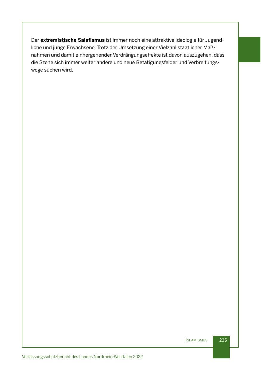 Seite 235 des Verfassungsschutzbericht 2022 Nordrhein-Westfalen