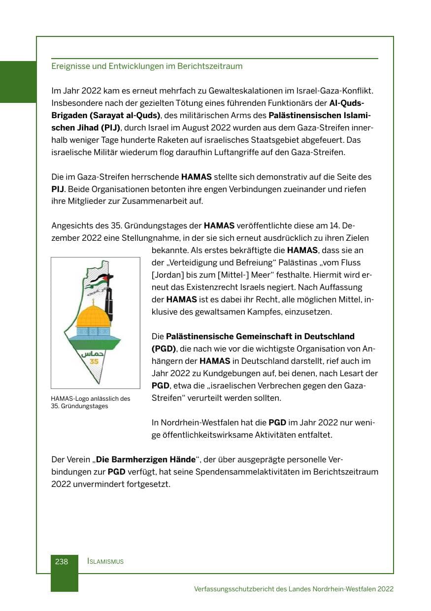 Seite 238 des Verfassungsschutzbericht 2022 Nordrhein-Westfalen