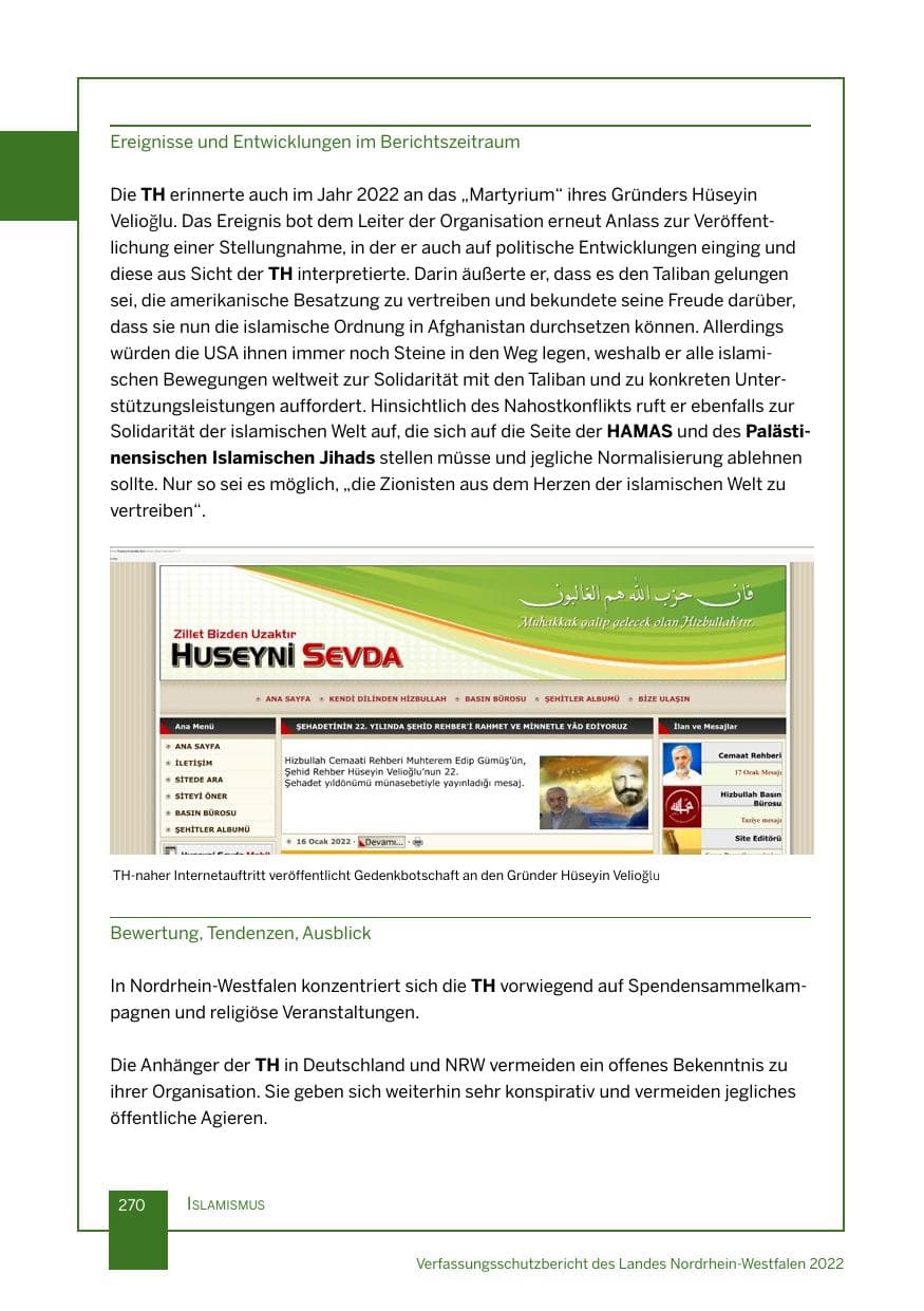 Seite 270 des Verfassungsschutzbericht 2022 Nordrhein-Westfalen
