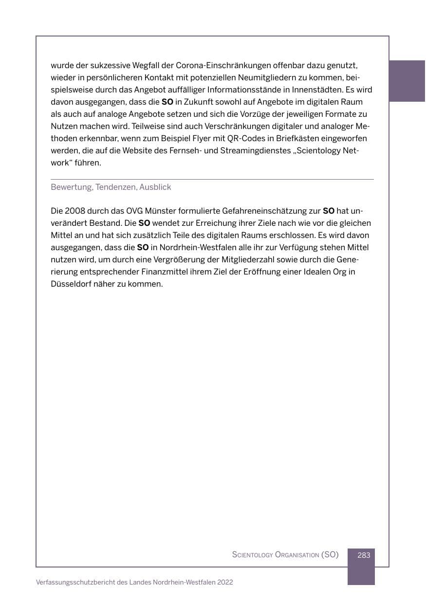 Seite 283 des Verfassungsschutzbericht 2022 Nordrhein-Westfalen