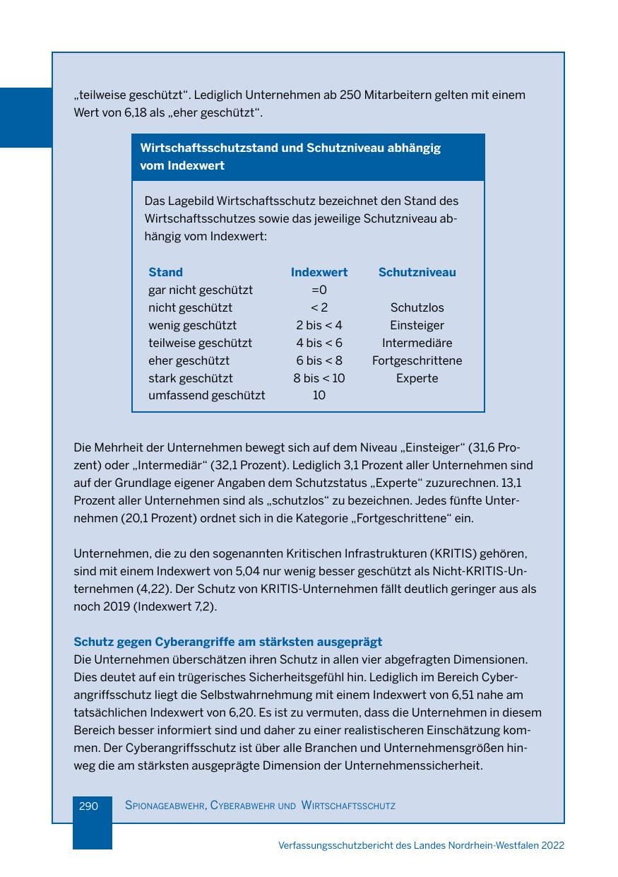 Seite 290 des Verfassungsschutzbericht 2022 Nordrhein-Westfalen