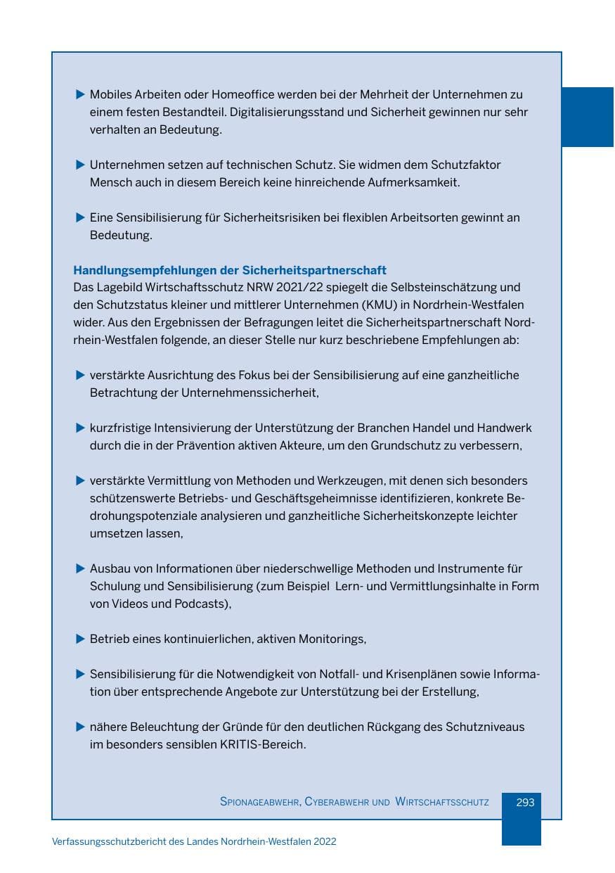 Seite 293 des Verfassungsschutzbericht 2022 Nordrhein-Westfalen