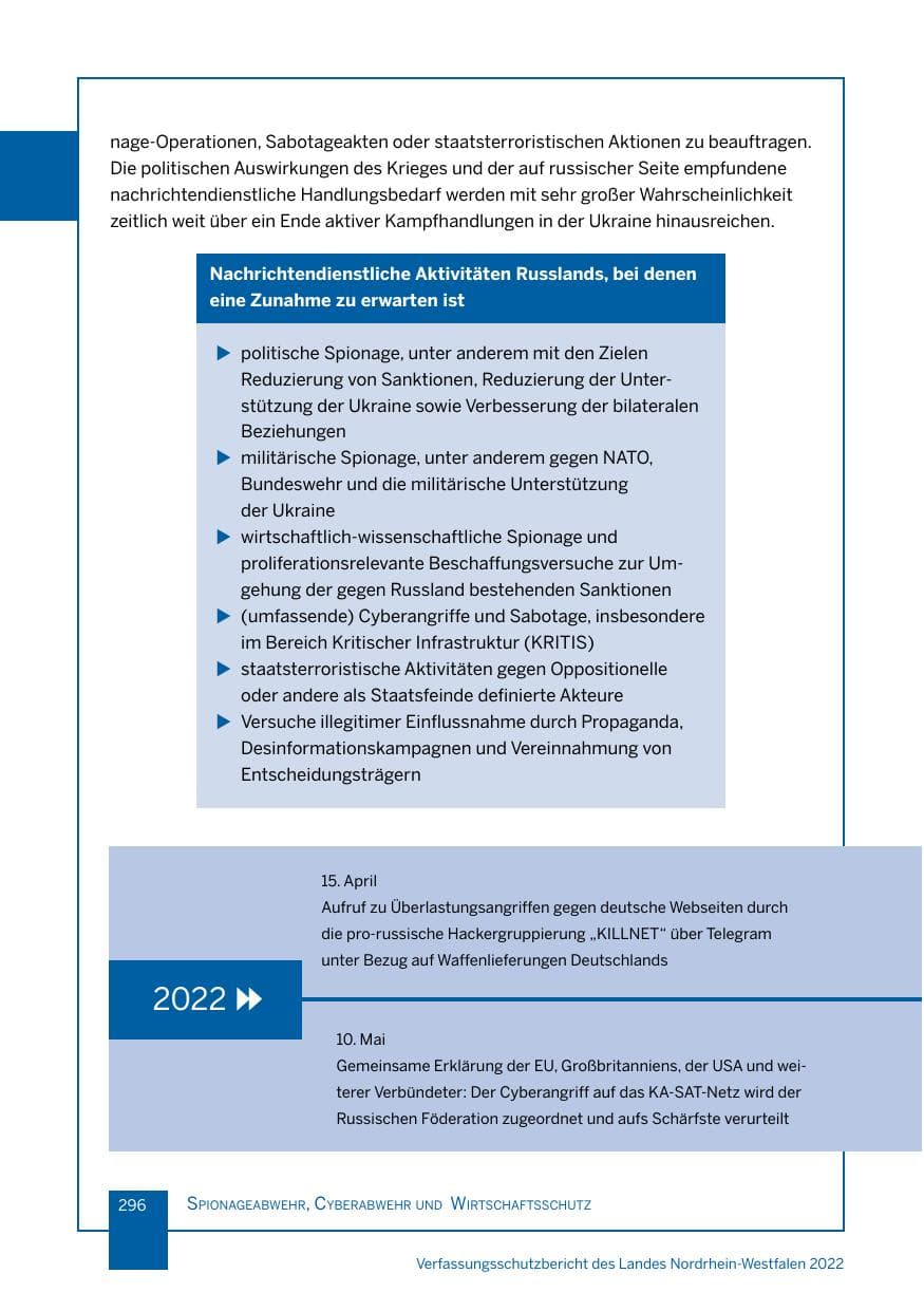 Seite 296 des Verfassungsschutzbericht 2022 Nordrhein-Westfalen