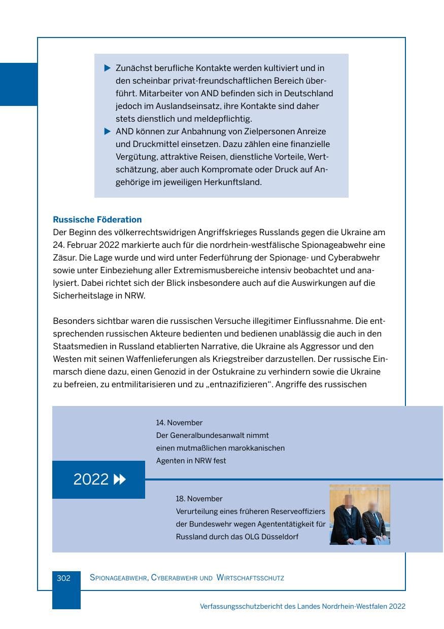 Seite 302 des Verfassungsschutzbericht 2022 Nordrhein-Westfalen