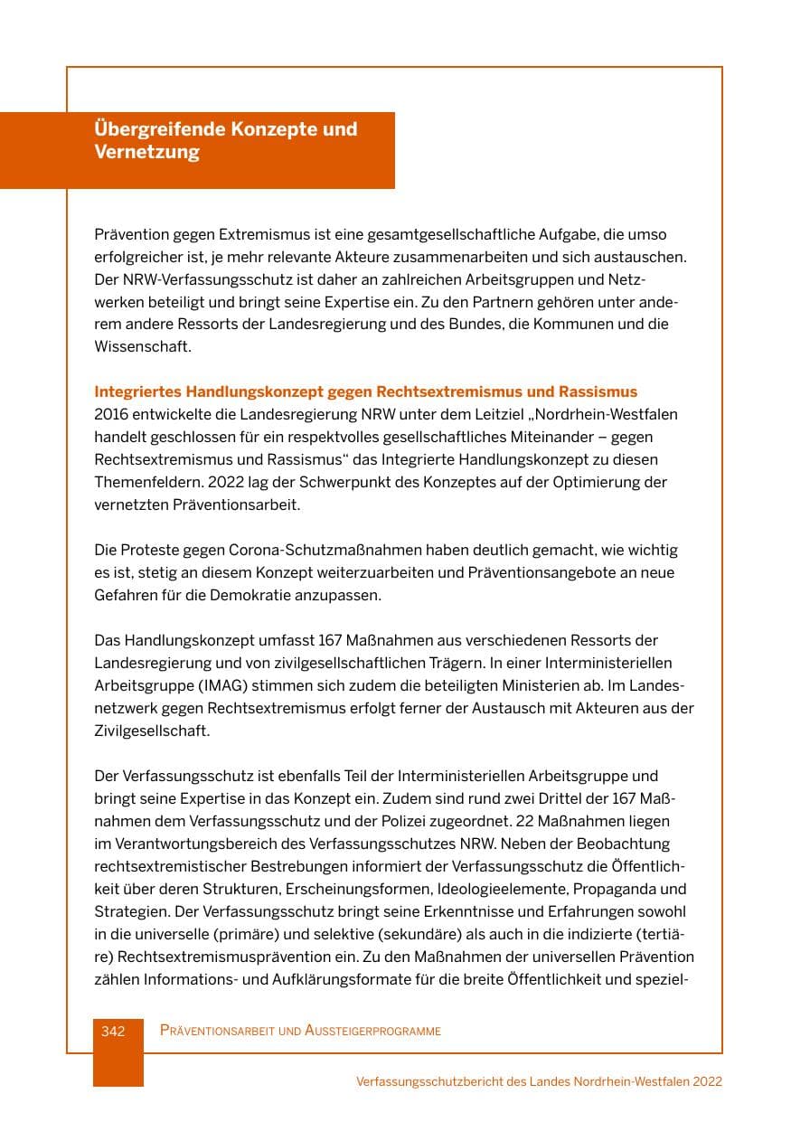 Seite 342 des Verfassungsschutzbericht 2022 Nordrhein-Westfalen