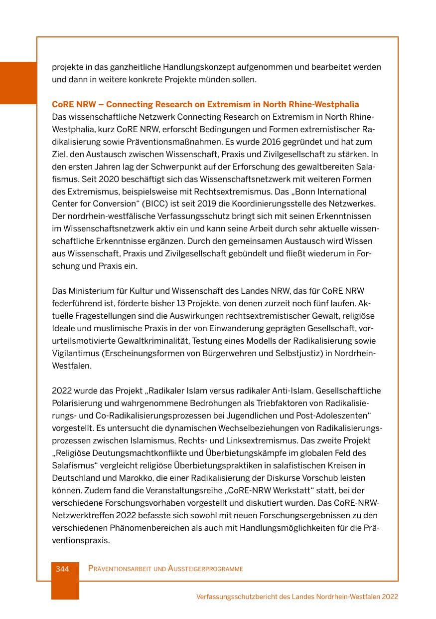 Seite 344 des Verfassungsschutzbericht 2022 Nordrhein-Westfalen