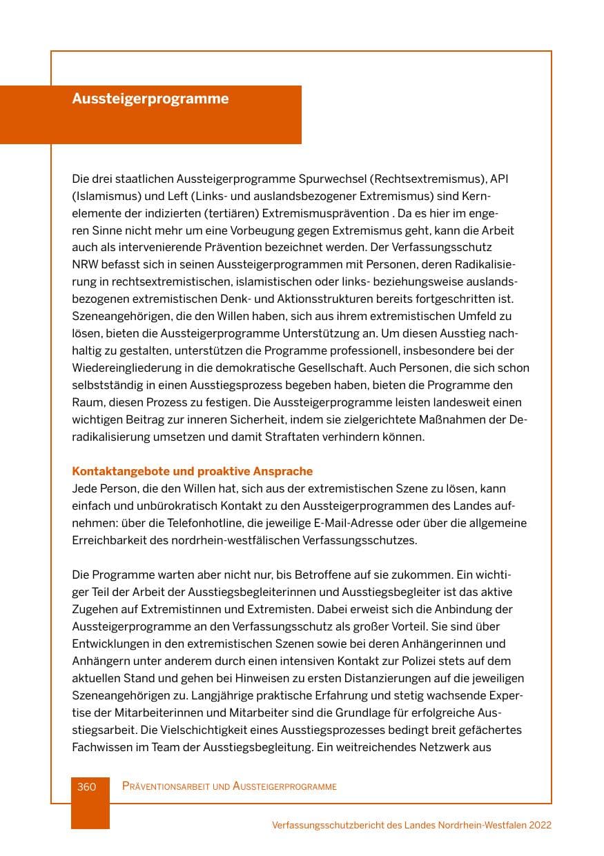 Seite 360 des Verfassungsschutzbericht 2022 Nordrhein-Westfalen