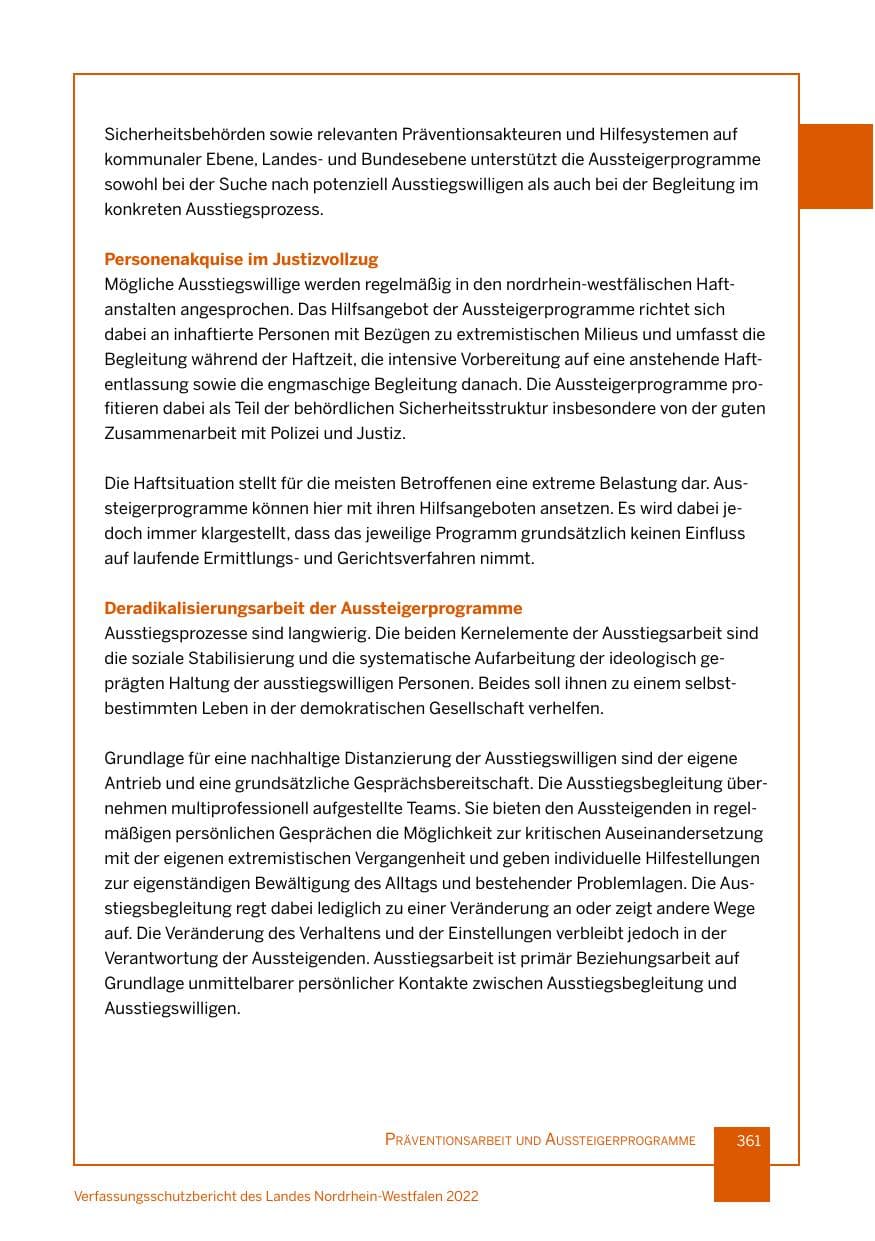 Seite 361 des Verfassungsschutzbericht 2022 Nordrhein-Westfalen