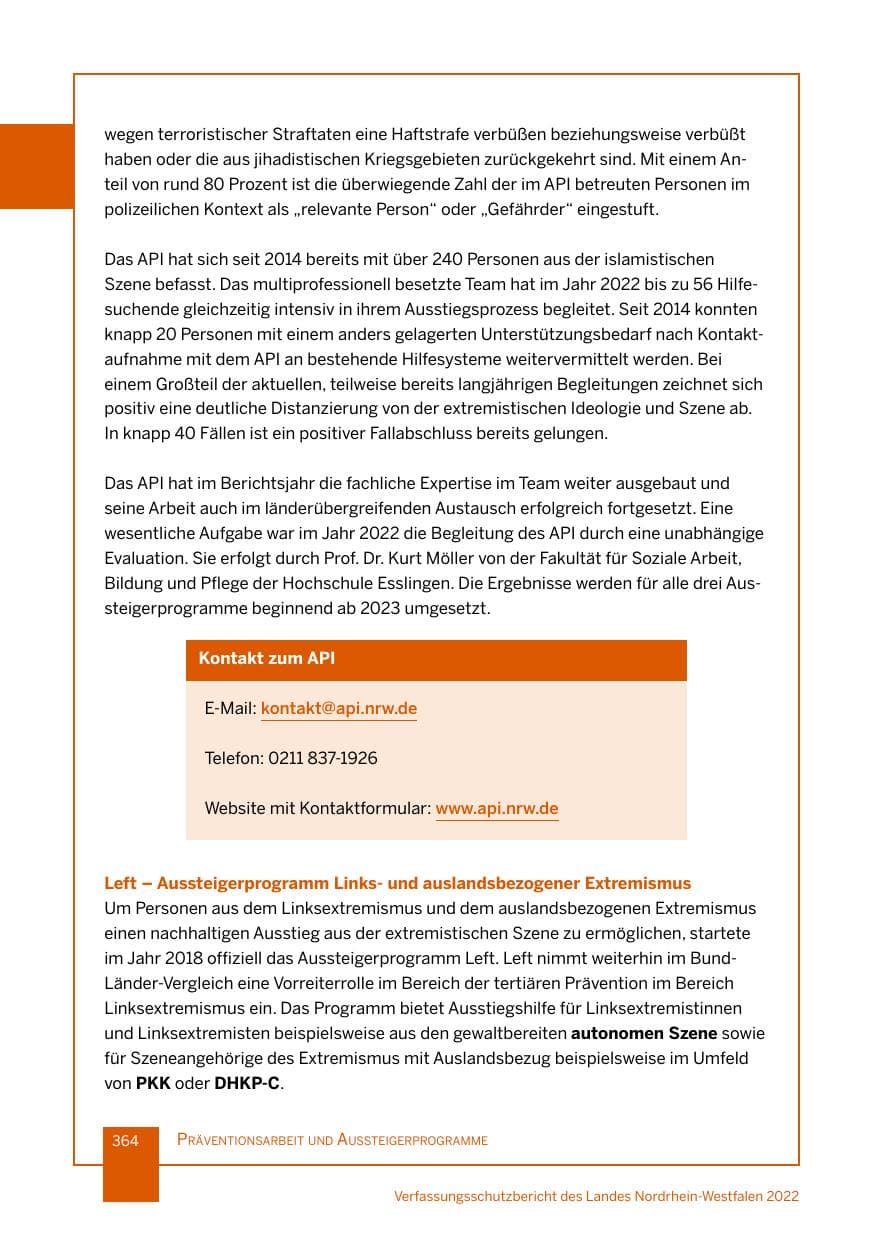 Seite 364 des Verfassungsschutzbericht 2022 Nordrhein-Westfalen