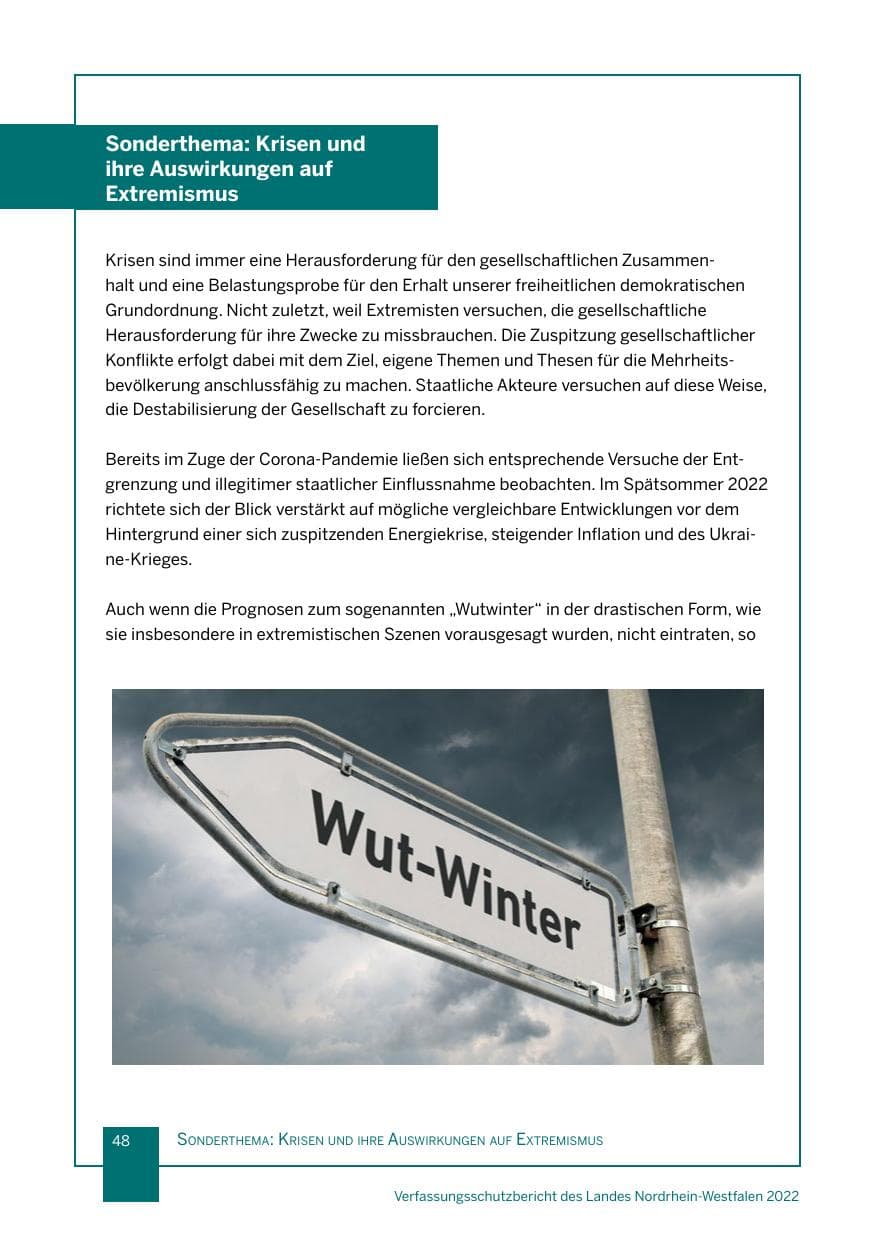 Seite 48 des Verfassungsschutzbericht 2022 Nordrhein-Westfalen
