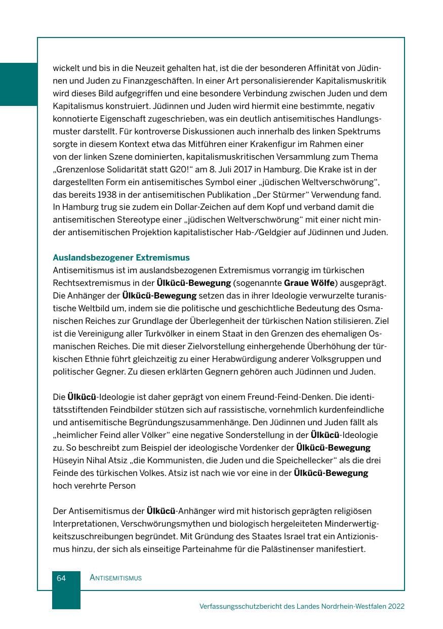 Seite 64 des Verfassungsschutzbericht 2022 Nordrhein-Westfalen