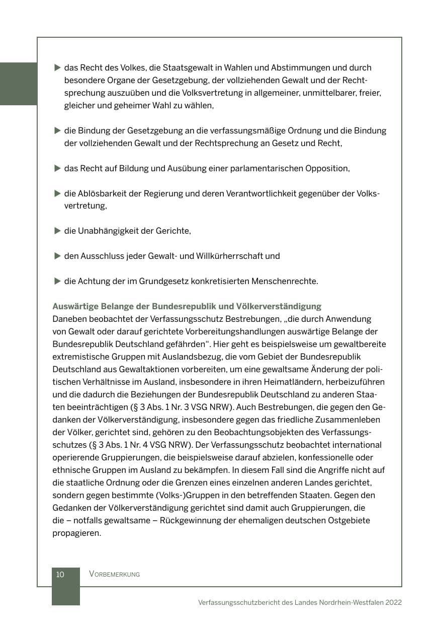Seite 10 des Verfassungsschutzbericht 2022 Nordrhein-Westfalen