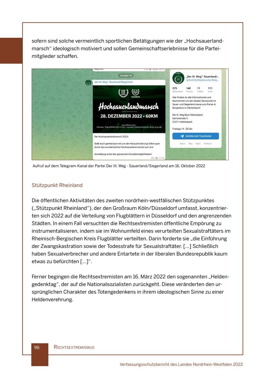 Seite 96 des Verfassungsschutzbericht 2022 Nordrhein-Westfalen