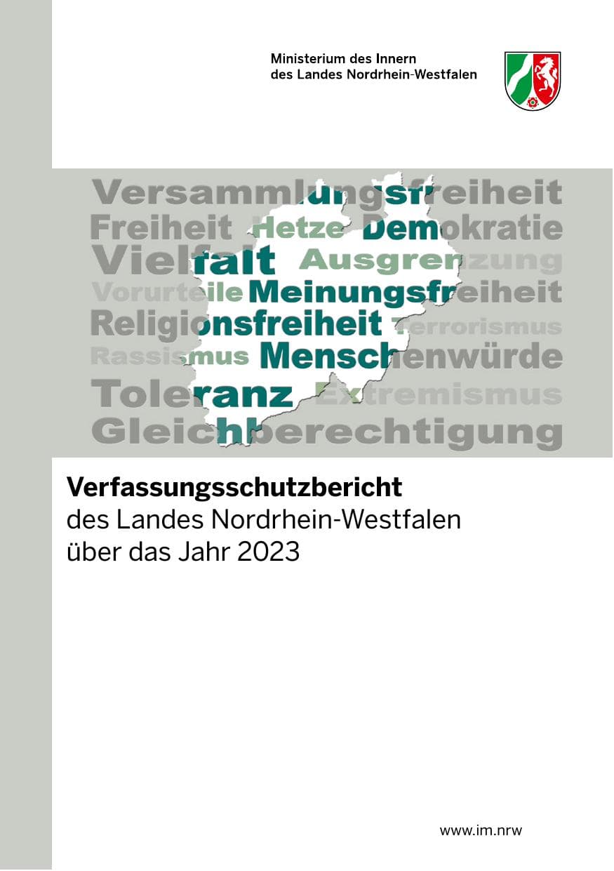 Seite 1 des Verfassungsschutzbericht 2023 Nordrhein-Westfalen