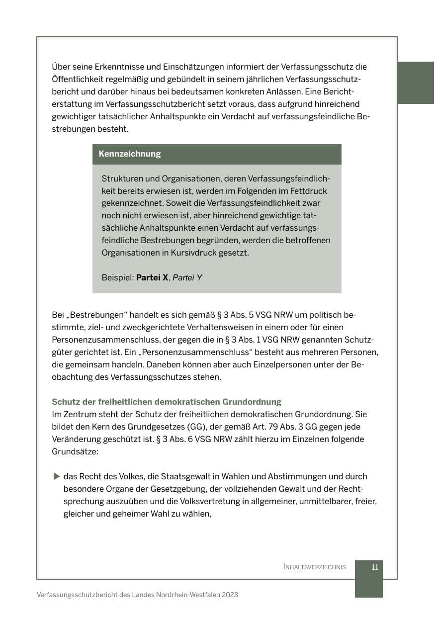 Seite 11 des Verfassungsschutzbericht 2023 Nordrhein-Westfalen