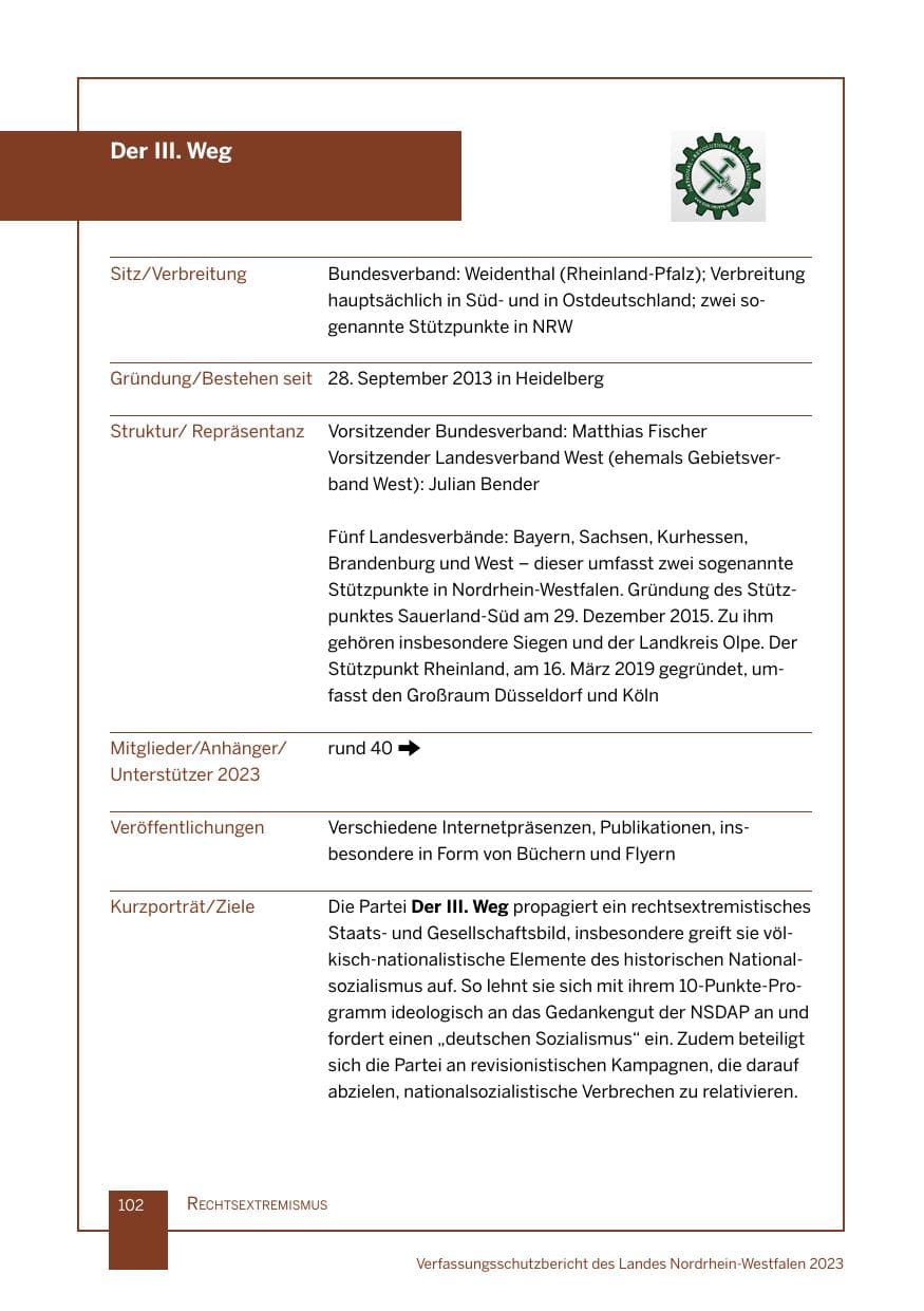 Seite 102 des Verfassungsschutzbericht 2023 Nordrhein-Westfalen