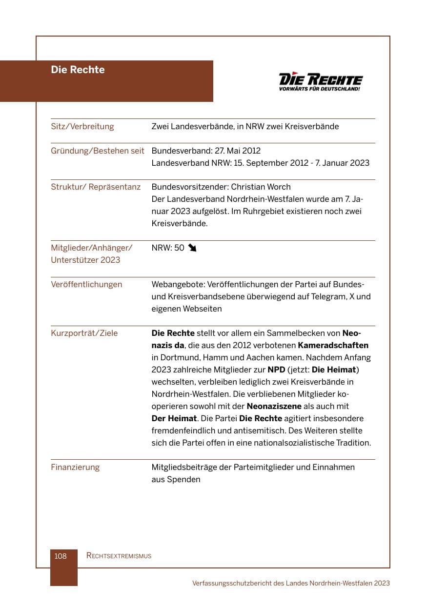 Seite 108 des Verfassungsschutzbericht 2023 Nordrhein-Westfalen