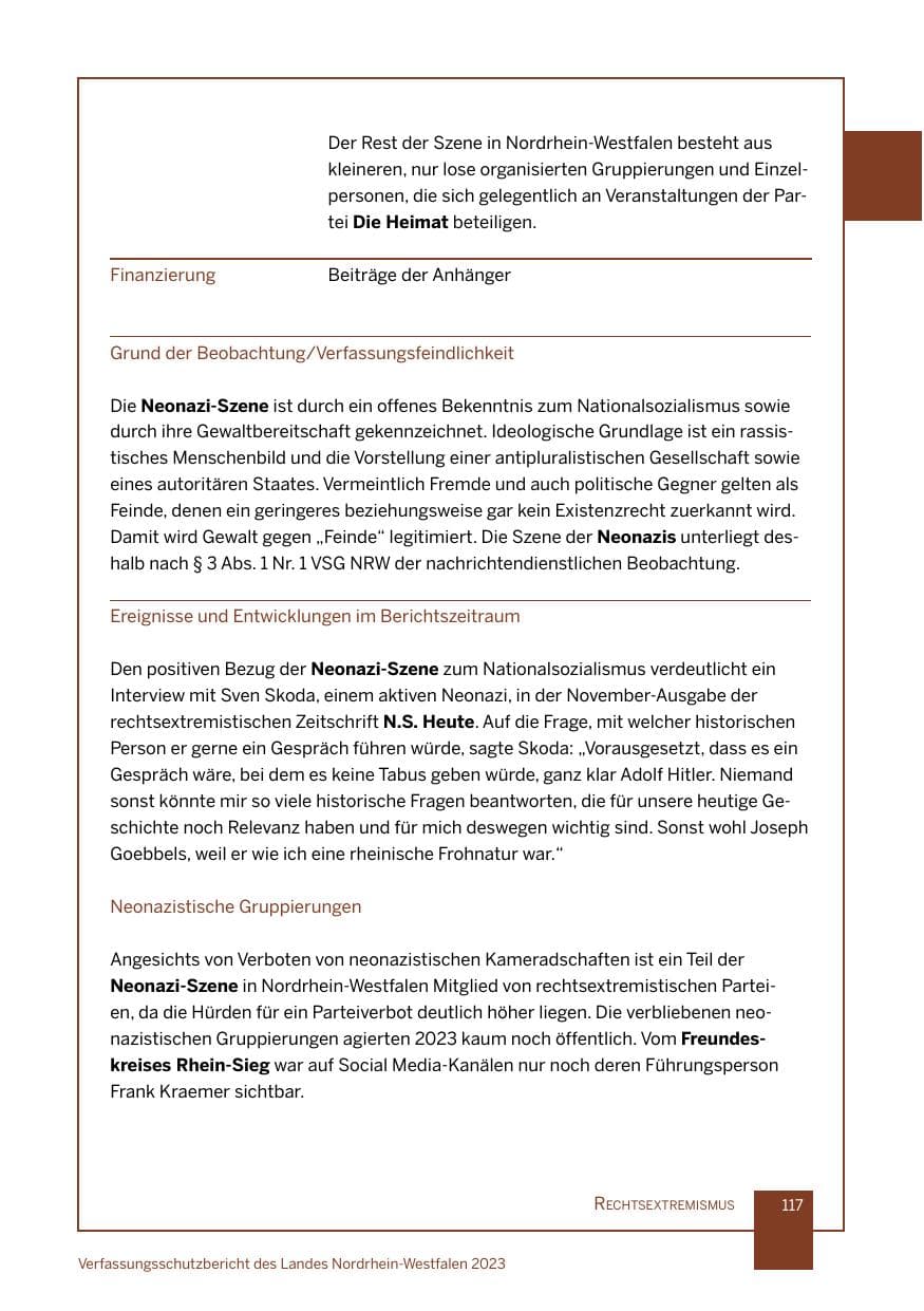Seite 117 des Verfassungsschutzbericht 2023 Nordrhein-Westfalen