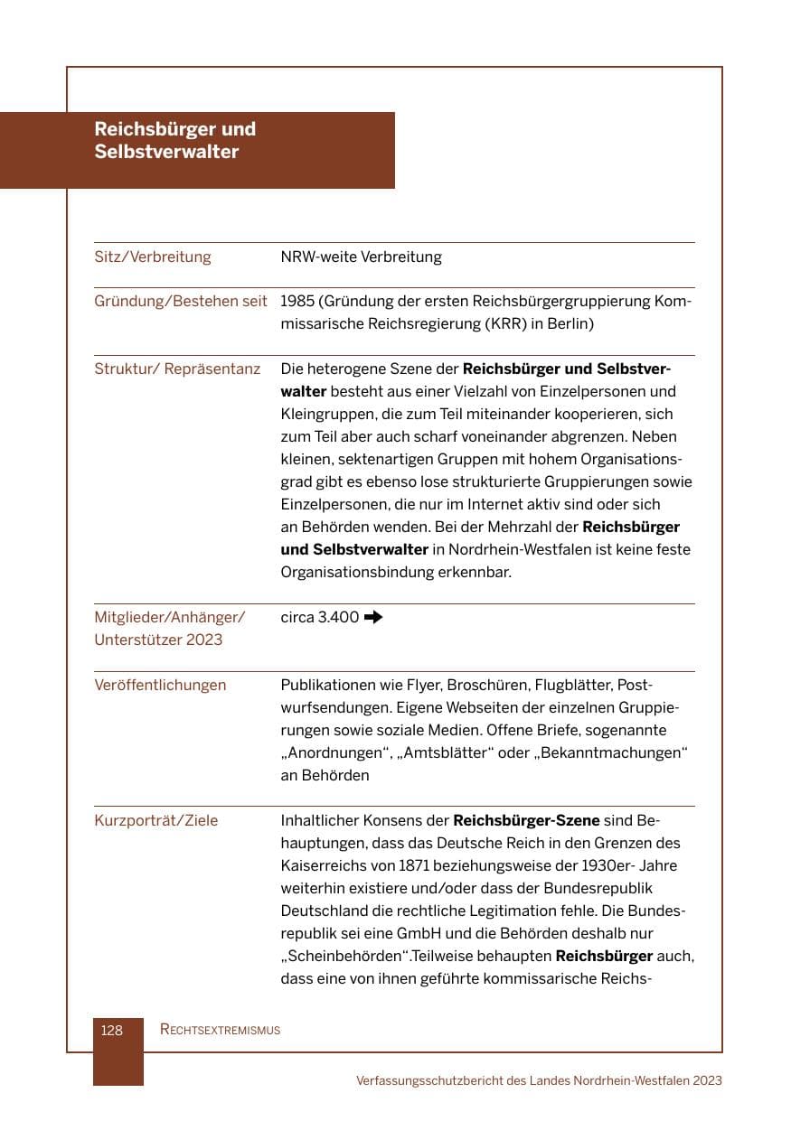 Seite 128 des Verfassungsschutzbericht 2023 Nordrhein-Westfalen