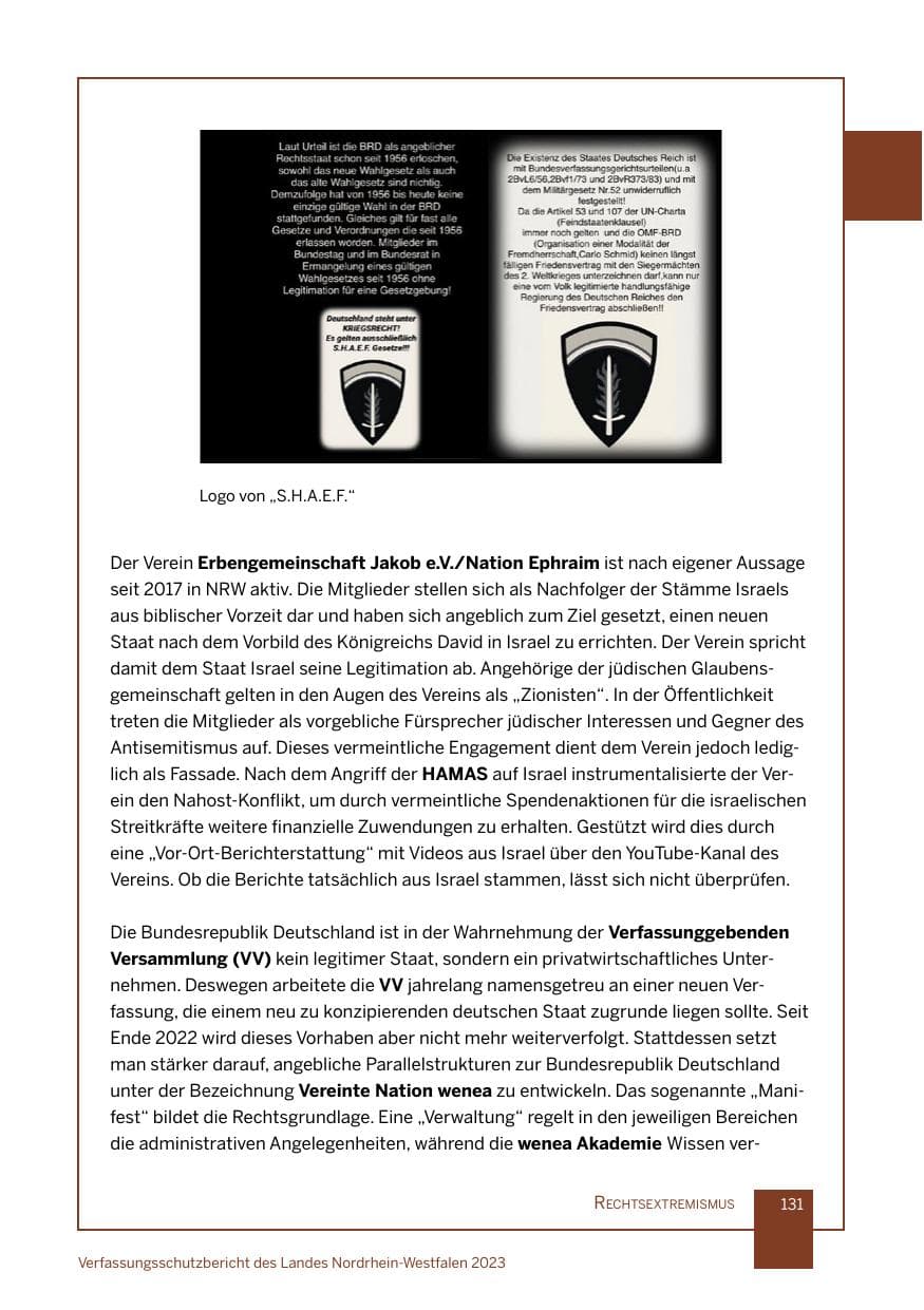 Seite 131 des Verfassungsschutzbericht 2023 Nordrhein-Westfalen