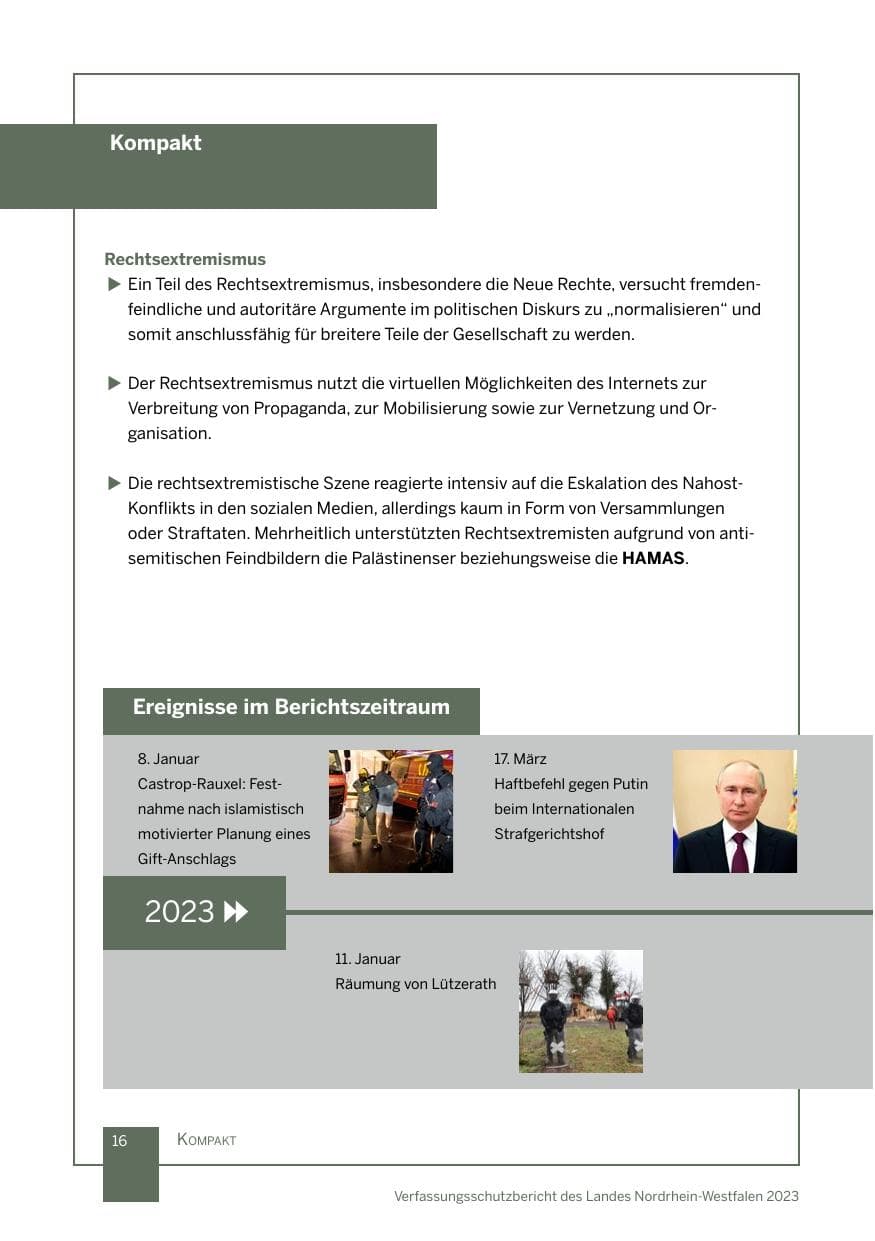 Seite 16 des Verfassungsschutzbericht 2023 Nordrhein-Westfalen