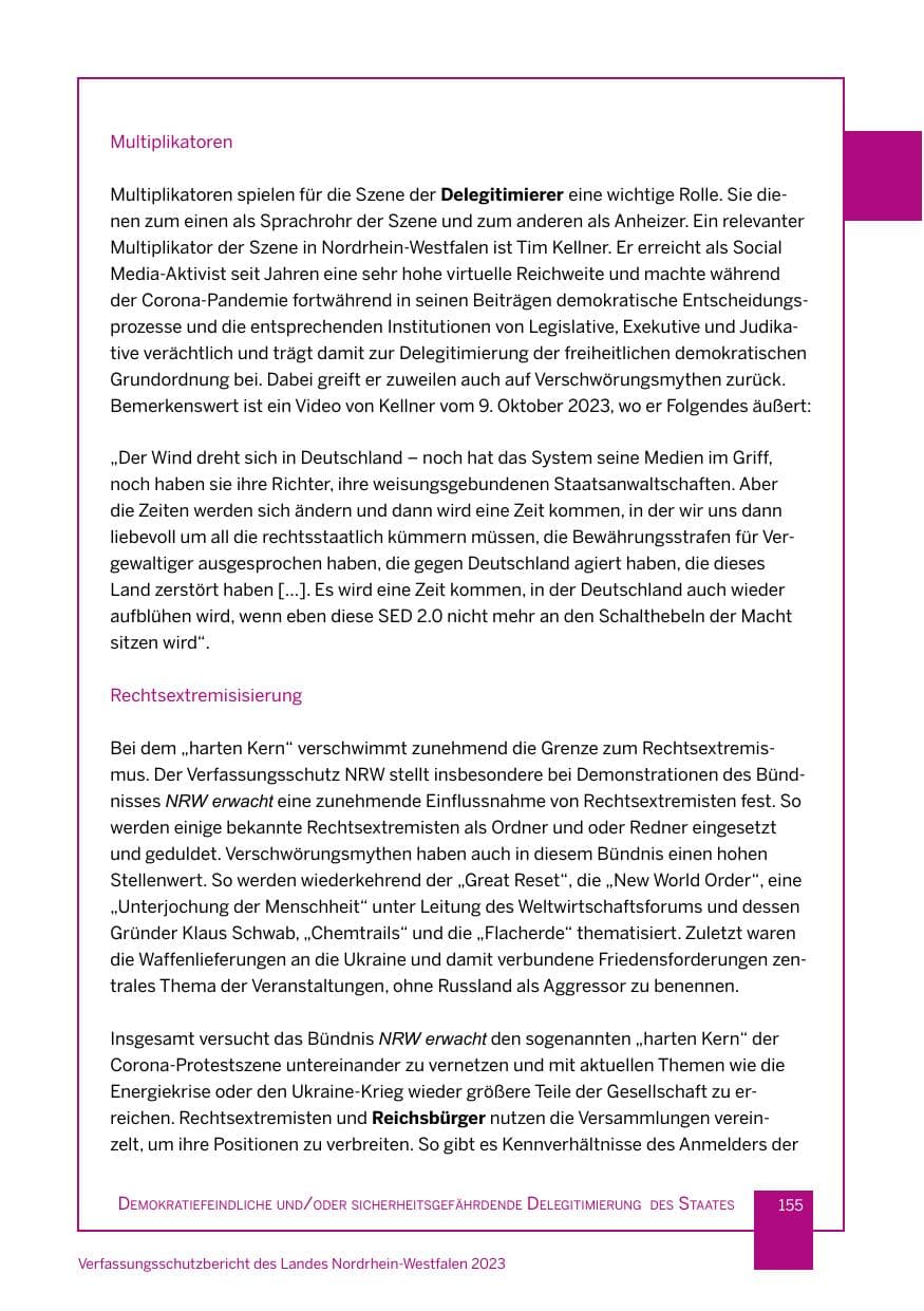 Seite 155 des Verfassungsschutzbericht 2023 Nordrhein-Westfalen