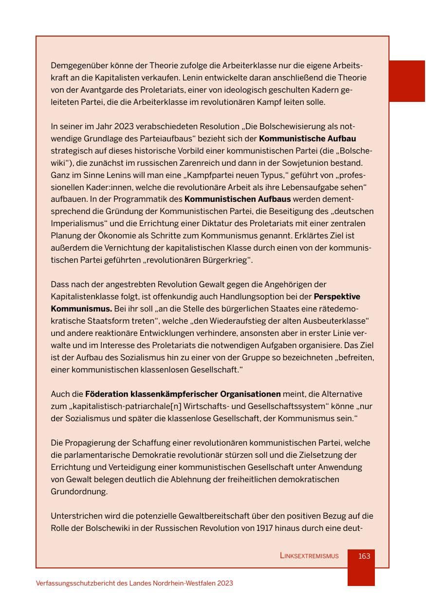 Seite 163 des Verfassungsschutzbericht 2023 Nordrhein-Westfalen
