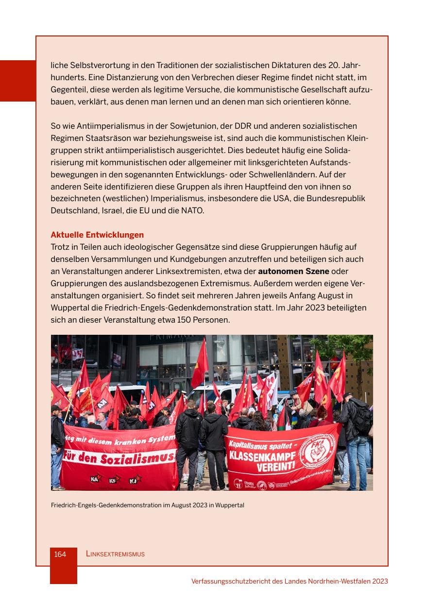 Seite 164 des Verfassungsschutzbericht 2023 Nordrhein-Westfalen