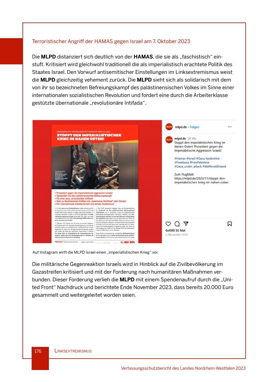 Seite 176 des Verfassungsschutzbericht 2023 Nordrhein-Westfalen