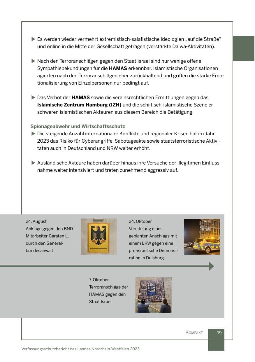 Seite 19 des Verfassungsschutzbericht 2023 Nordrhein-Westfalen
