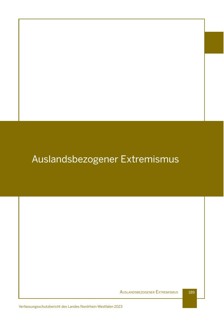 Seite 189 des Verfassungsschutzbericht 2023 Nordrhein-Westfalen