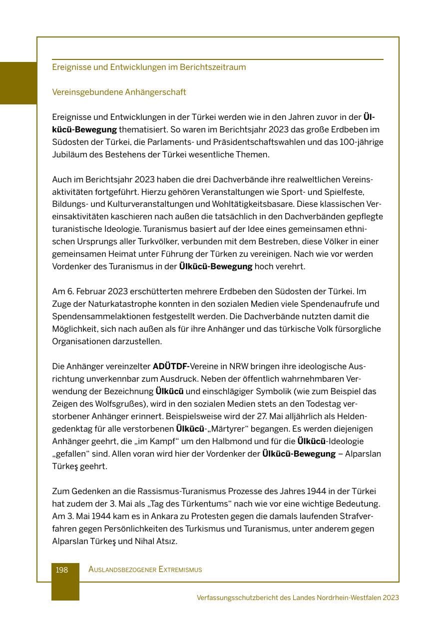 Seite 198 des Verfassungsschutzbericht 2023 Nordrhein-Westfalen