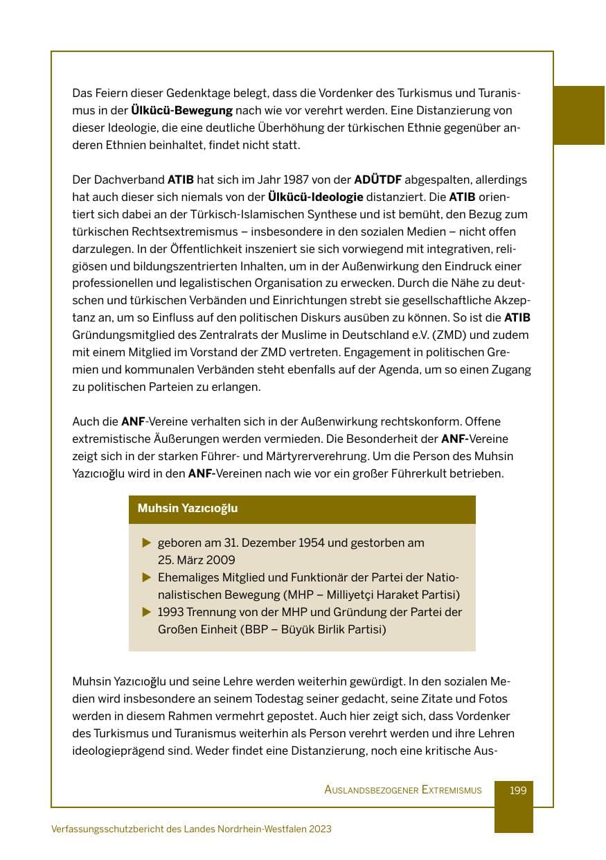 Seite 199 des Verfassungsschutzbericht 2023 Nordrhein-Westfalen