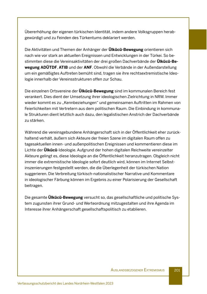 Seite 201 des Verfassungsschutzbericht 2023 Nordrhein-Westfalen