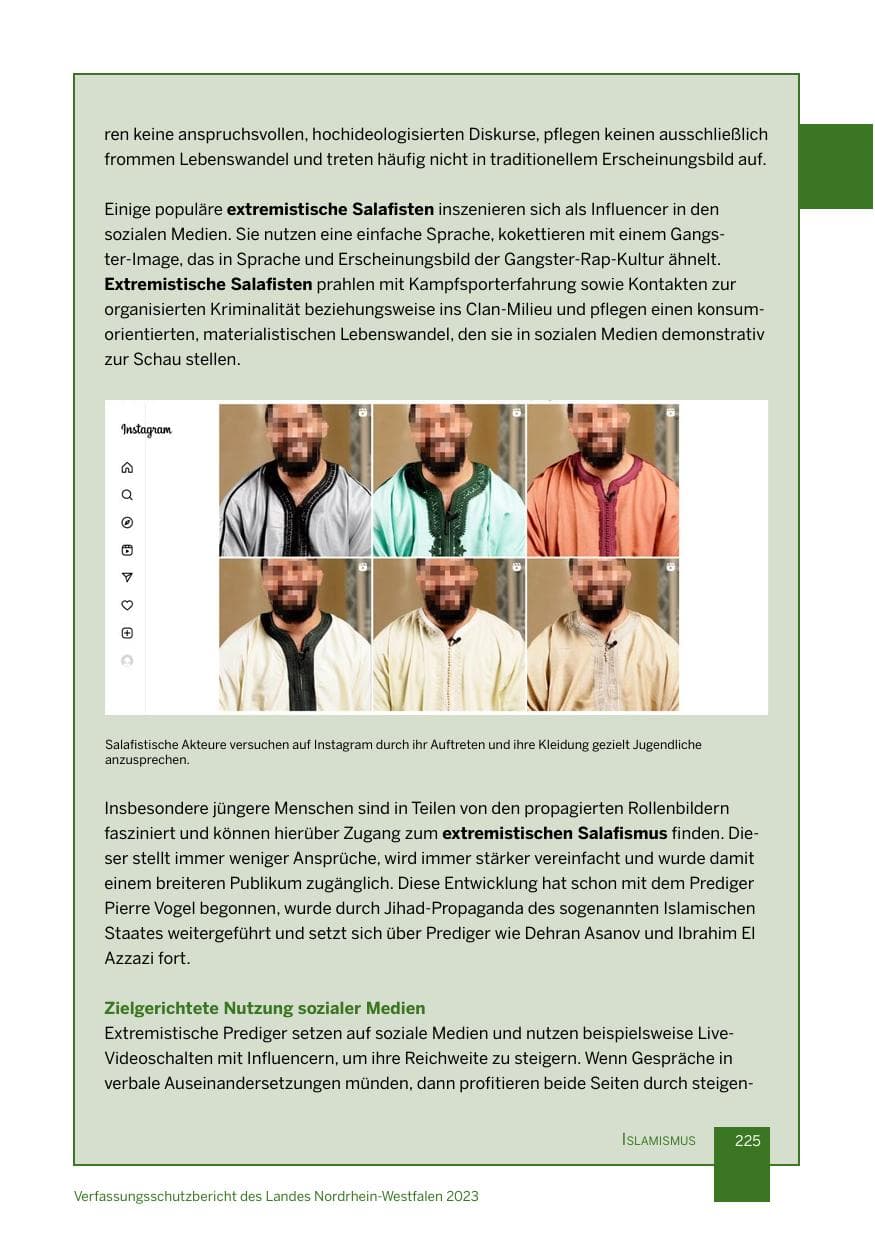 Seite 225 des Verfassungsschutzbericht 2023 Nordrhein-Westfalen