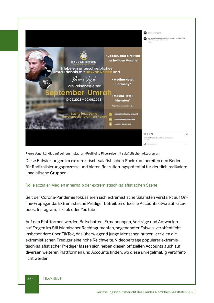 Seite 234 des Verfassungsschutzbericht 2023 Nordrhein-Westfalen
