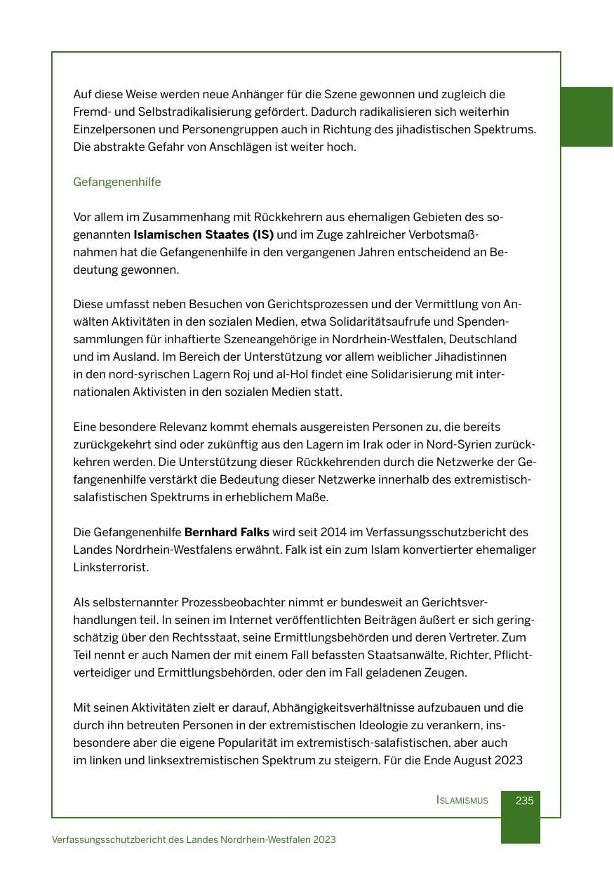 Seite 235 des Verfassungsschutzbericht 2023 Nordrhein-Westfalen