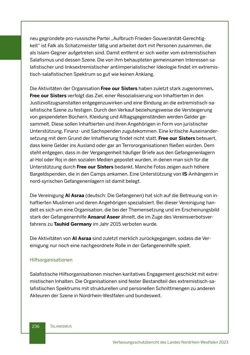 Seite 236 des Verfassungsschutzbericht 2023 Nordrhein-Westfalen