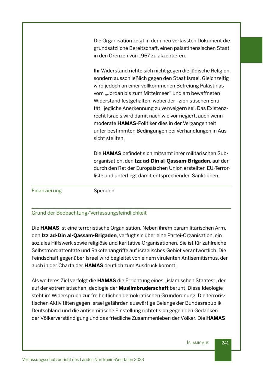 Seite 241 des Verfassungsschutzbericht 2023 Nordrhein-Westfalen