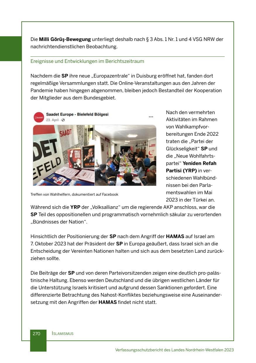 Seite 270 des Verfassungsschutzbericht 2023 Nordrhein-Westfalen
