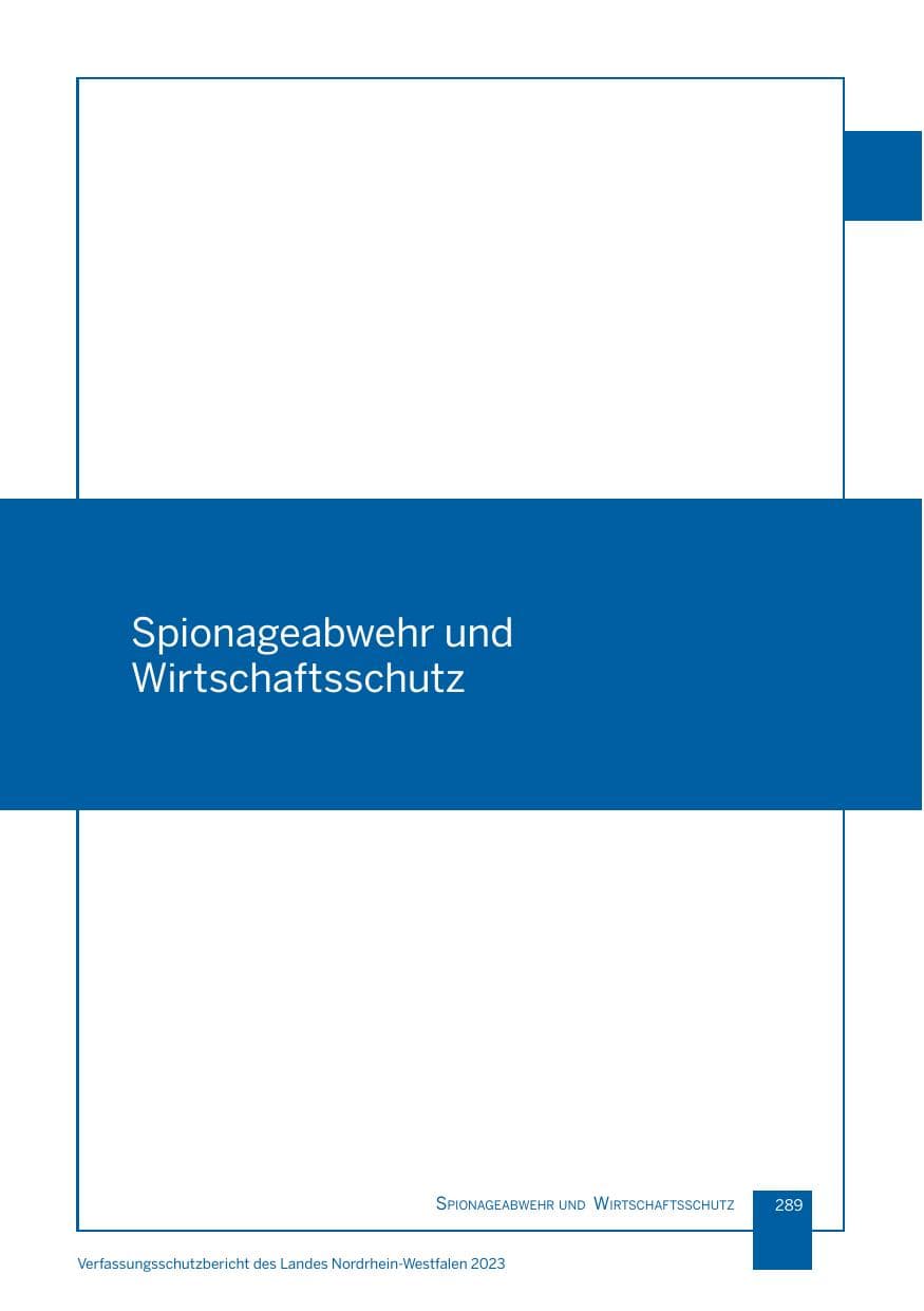 Seite 289 des Verfassungsschutzbericht 2023 Nordrhein-Westfalen