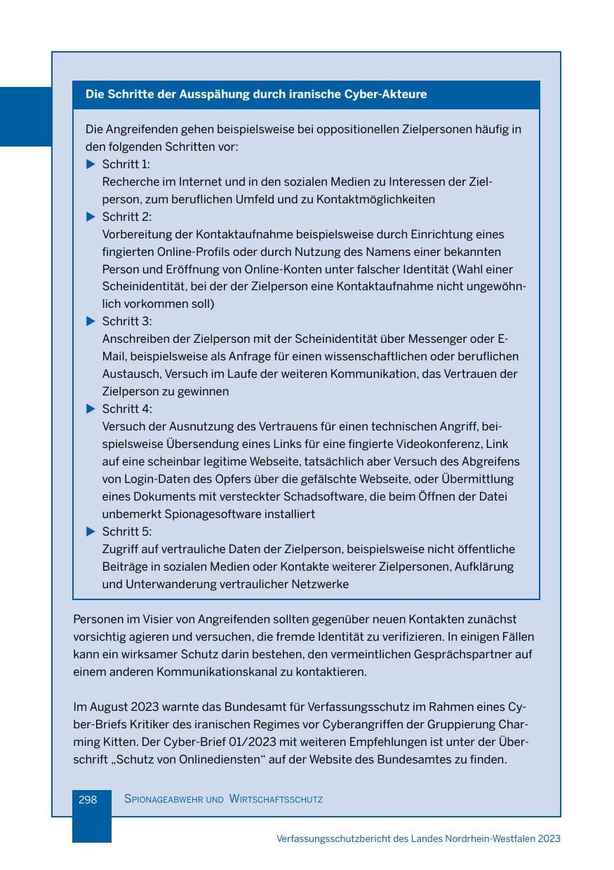 Seite 298 des Verfassungsschutzbericht 2023 Nordrhein-Westfalen