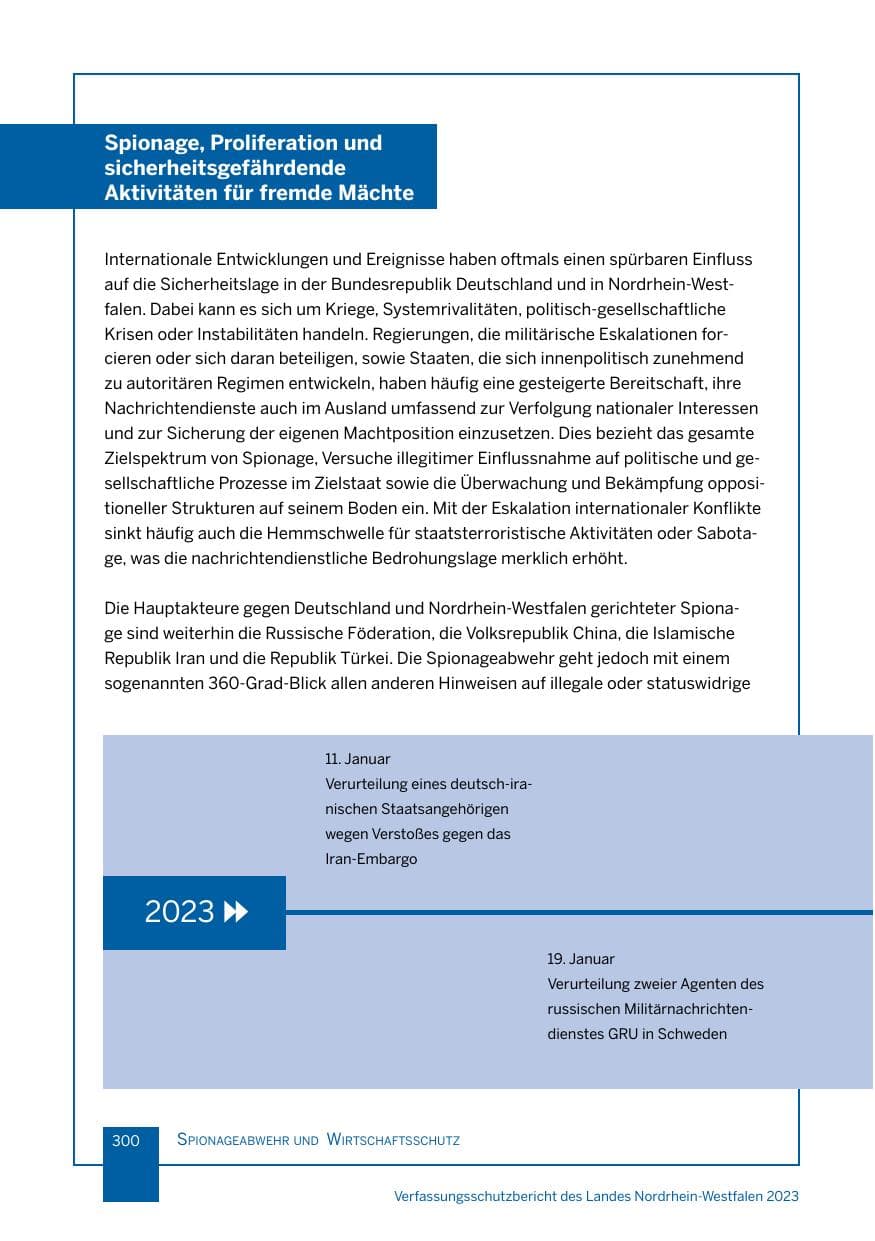 Seite 300 des Verfassungsschutzbericht 2023 Nordrhein-Westfalen