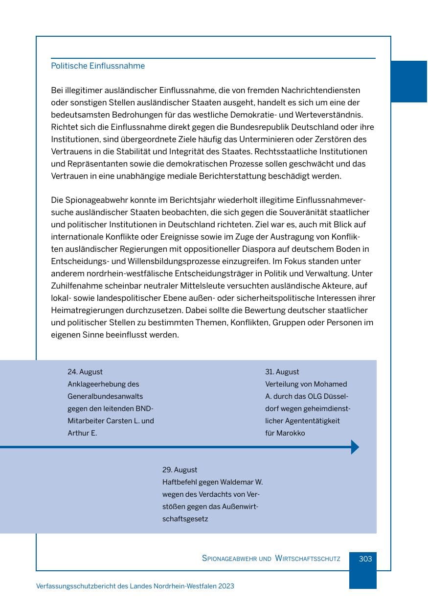 Seite 303 des Verfassungsschutzbericht 2023 Nordrhein-Westfalen